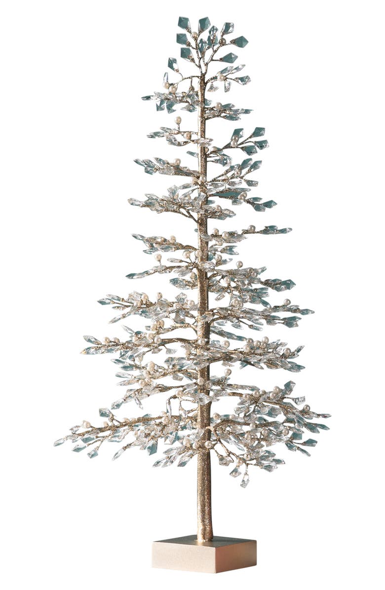 Balsam Hill Crystal & Bead Champagne Tabletop Tree, Main, color, Clear