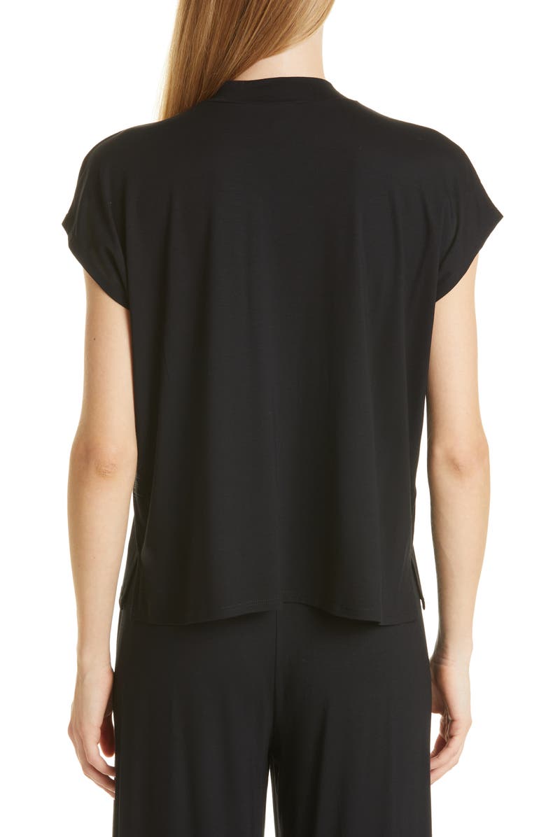 Eileen Fisher Mock Neck Cap Sleeve Top, Alternate, color,