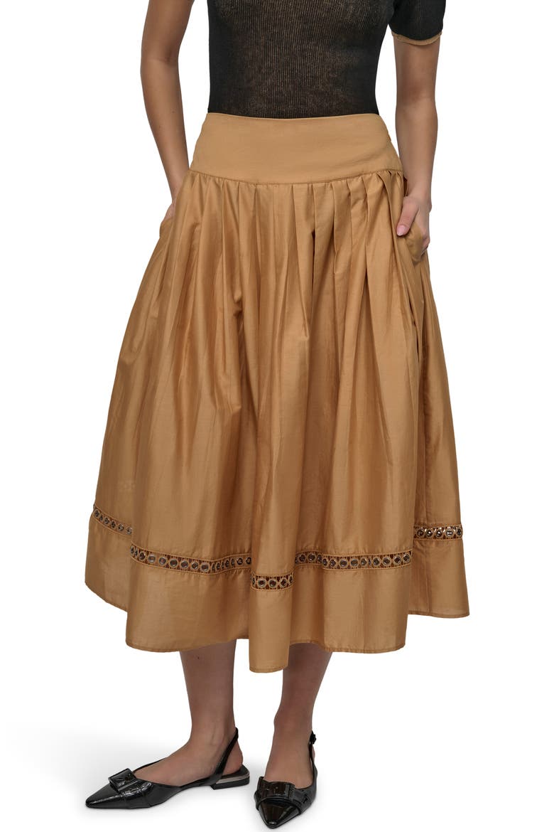 Drop Waist Cotton Voile Skirt, Main, color, WHISKEY