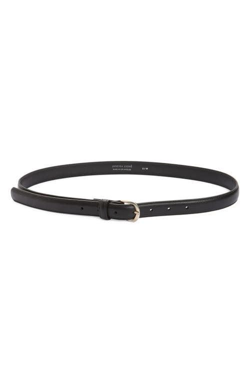 Janessa Leone Brass Buckle Leather Belt In Black