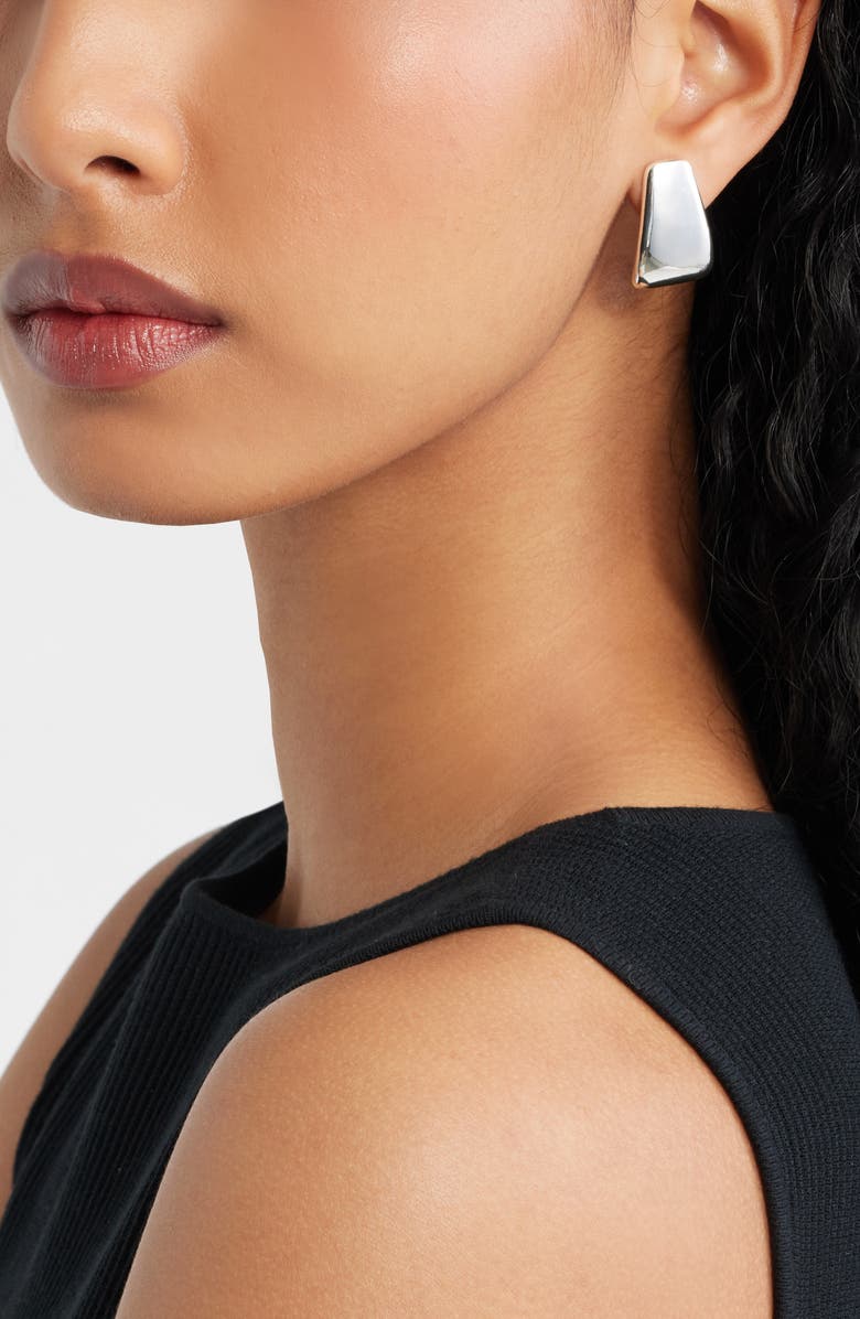 Open Edit Rounded J Hoop Earrings, Alternate, color, Silver