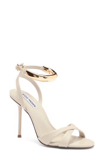 Shop Steve Madden Dianna Sandal In Bone Leather