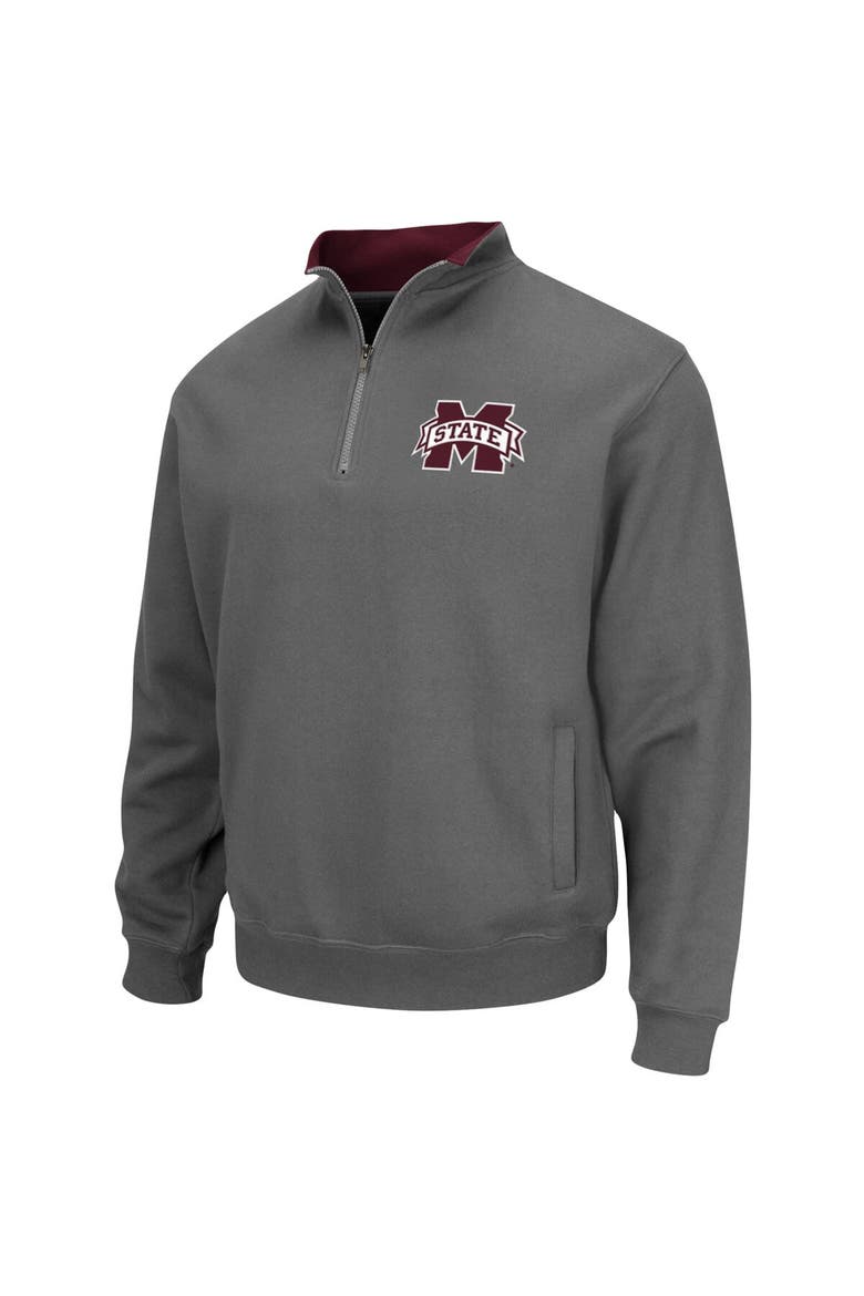 Men's Colosseum Charcoal Mississippi State Bulldogs Tortugas Logo Quarter-Zip Jacket, Alternate, color, Charcoal
