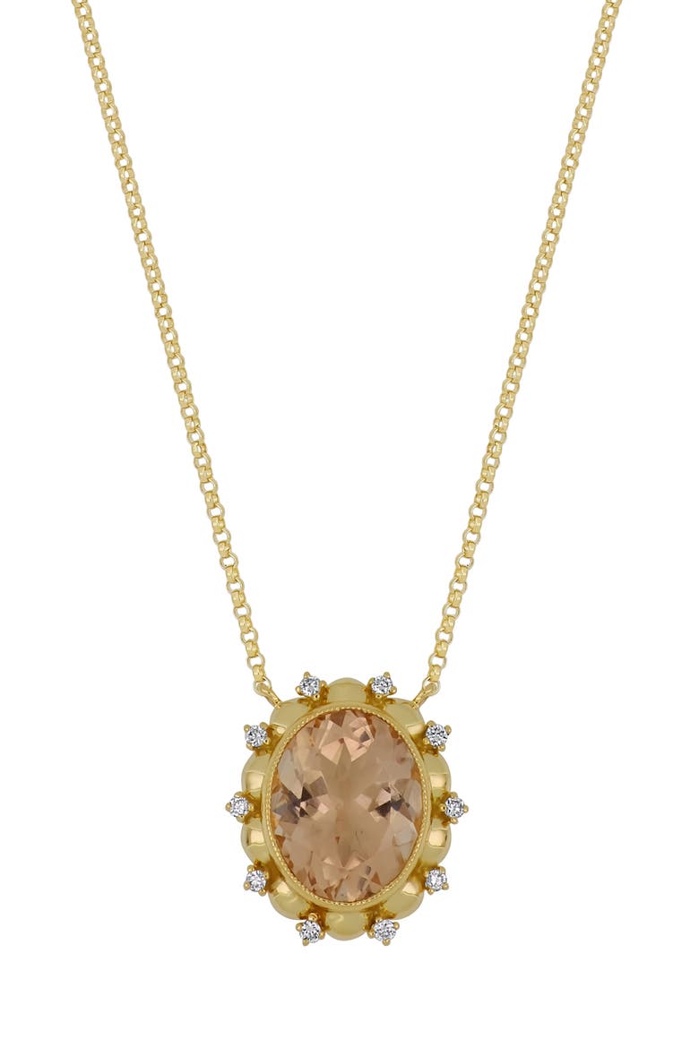 Morganite & Diamond Pendant Necklace - 0.06ct. (Nordstrom Exclusive), Main, color, 18K YELLOW GOLD