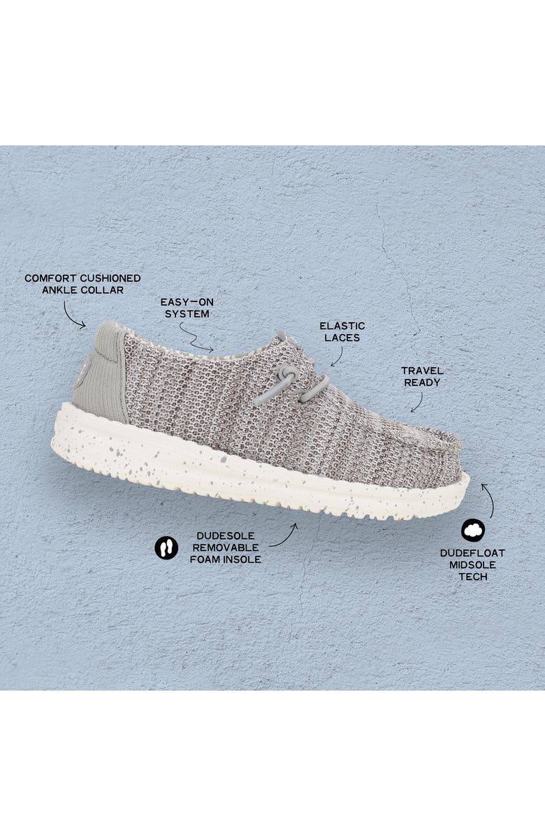 Hey Dude Kids' Wally Stretch Sox Slip-On, Alternate, color, Grey