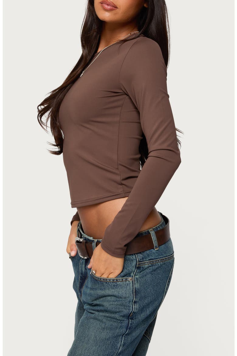 Tay Long Sleeve Crop Top, Alternate, color, BROWN