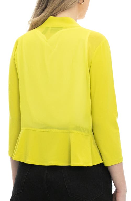 Nina Leonard Chiffon Ruffle Bolero In Chartreuse