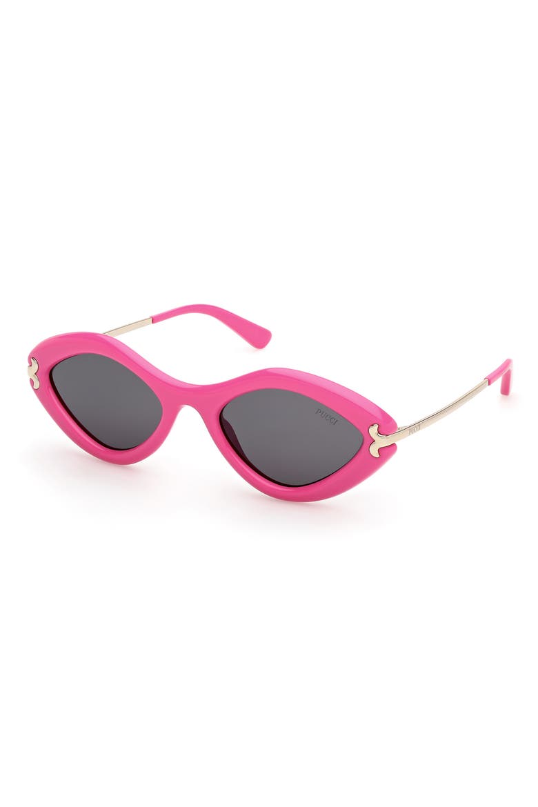 Geometric 54mm Sunglasses, Alternate, color, SHINY FUXIA / SMOKE