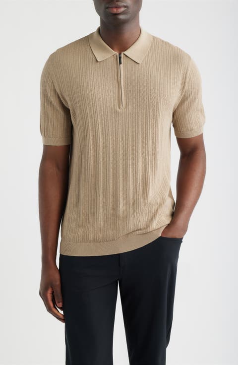 Textured Quarter Zip Polo