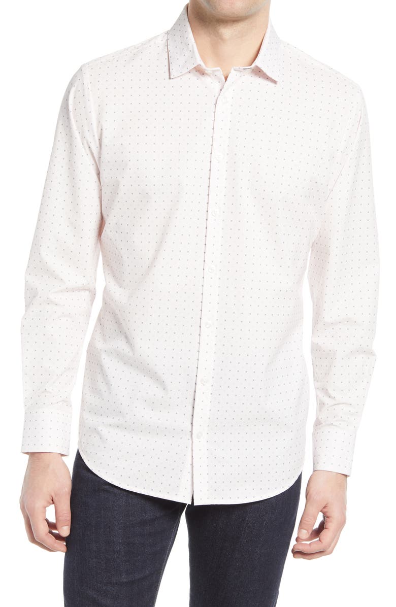 Mizzen+Main Leeward Stretch Dot Button-Up Shirt, Main, color,