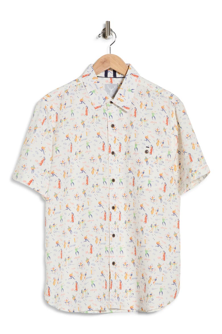 Happy Hour Modal Textured Button Shirt, Alternate, color, NAVY/ MULTI
