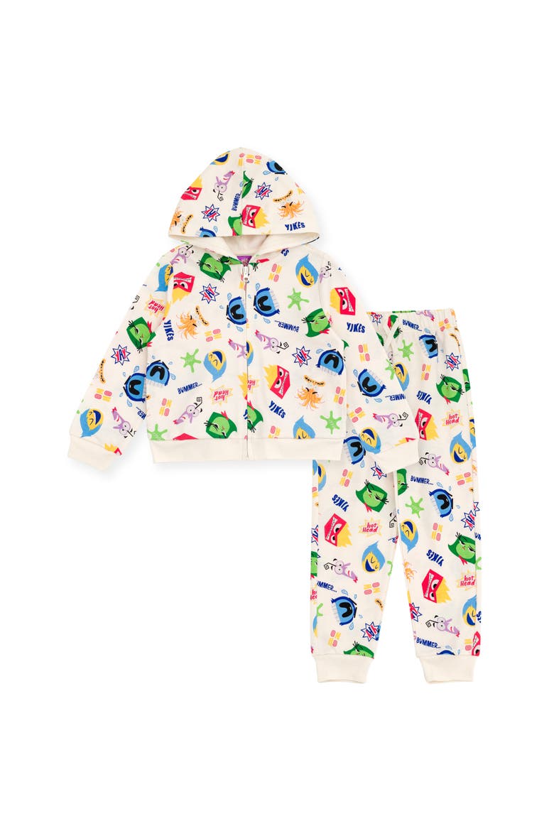 Inside Out Zip-Up 2-Piece Hoodie and Pants Set, Main, color, Ivory Inside Out