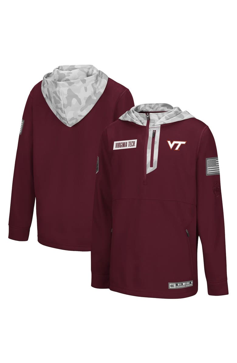 COLOSSEUM Youth Colosseum Maroon/Arctic Camo Virginia Tech Hokies OHT Military Appreciation Shellback Quarter-Zip Hoodie, Alternate, color,