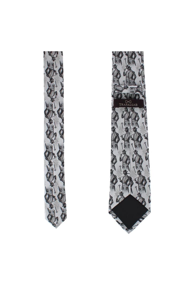 Trafalgar Big & Tall Ambrose Dapper Night Silk Novelty Necktie, Alternate, color, Silver And Black
