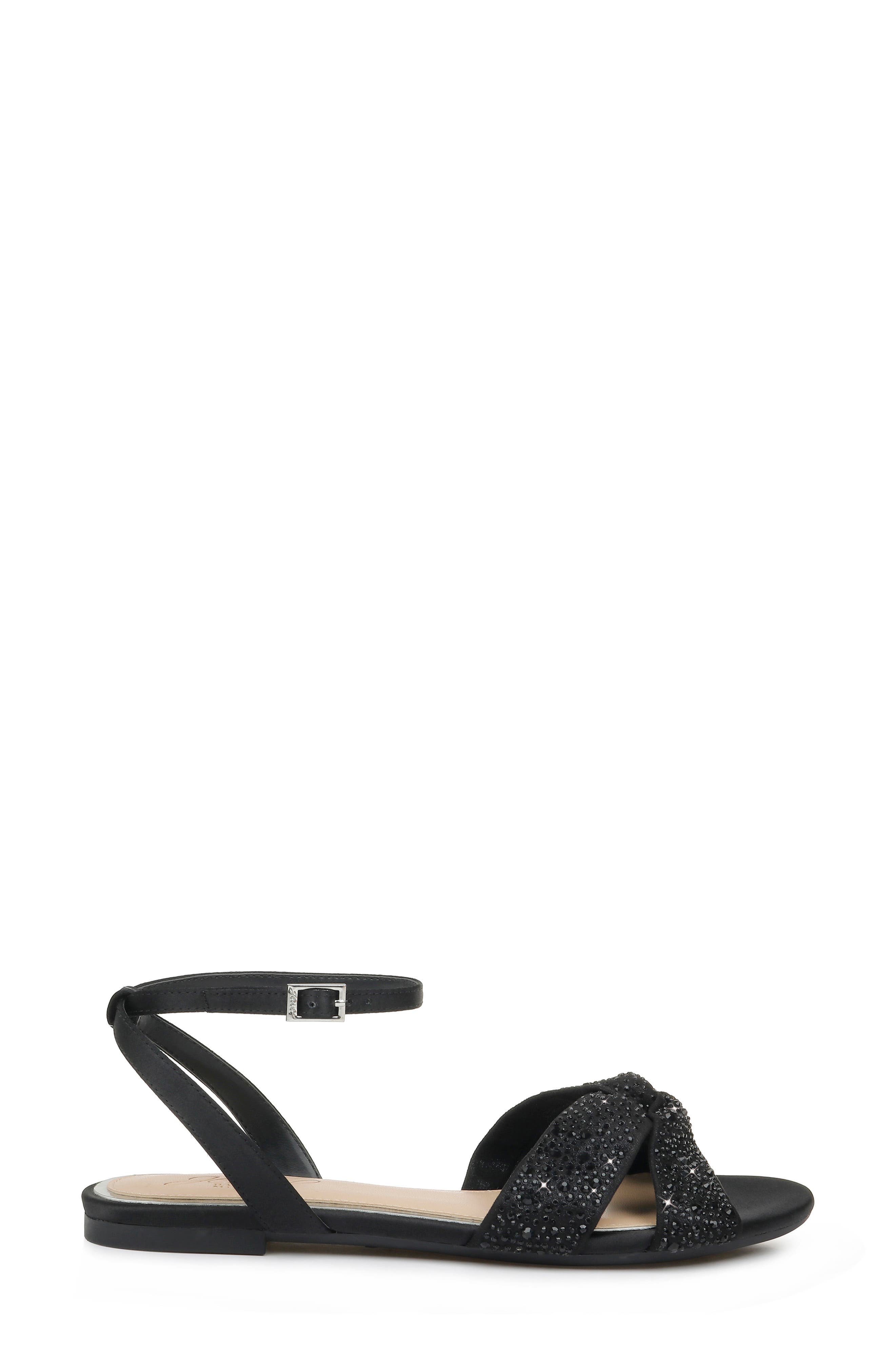 Jewel Badgley Mischka Nicole Crystal Embellished Flat Sandal, Alternate, color, 