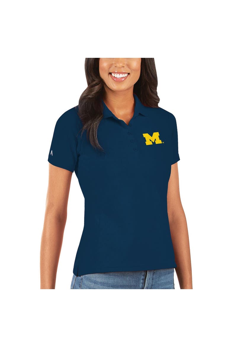 Women's Antigua Navy Michigan Wolverines Legacy Pique Polo, Main, color, Navy