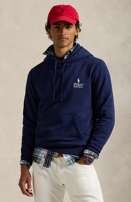 Polo Ralph Lauren Logo Fleece Hoodie In Blue