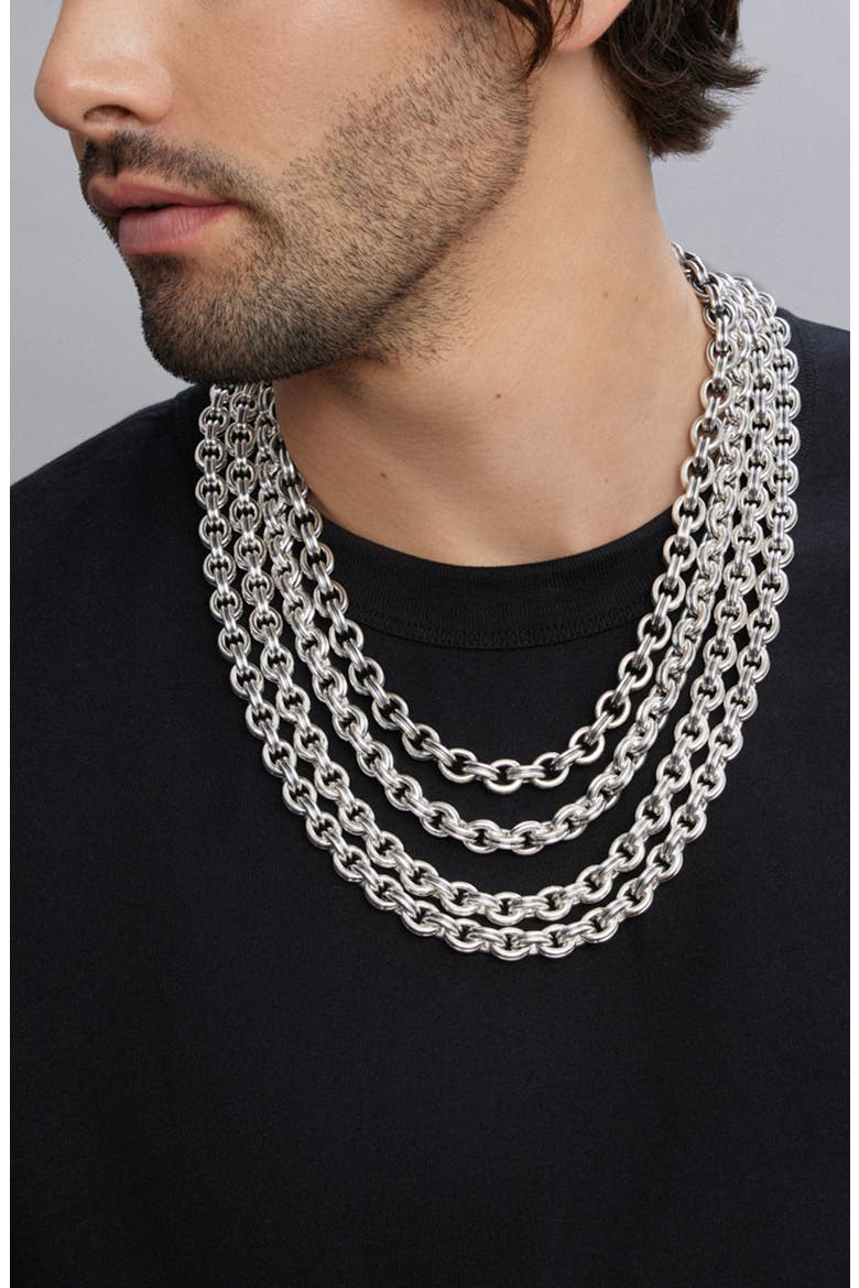 Men's Anthem Double Link Chain Necklace, Alternate, color, SILVER