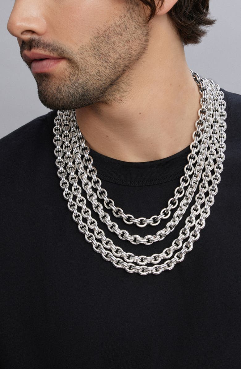 LAGOS Men's Anthem Double Link Chain Necklace, Alternate, color, Silver