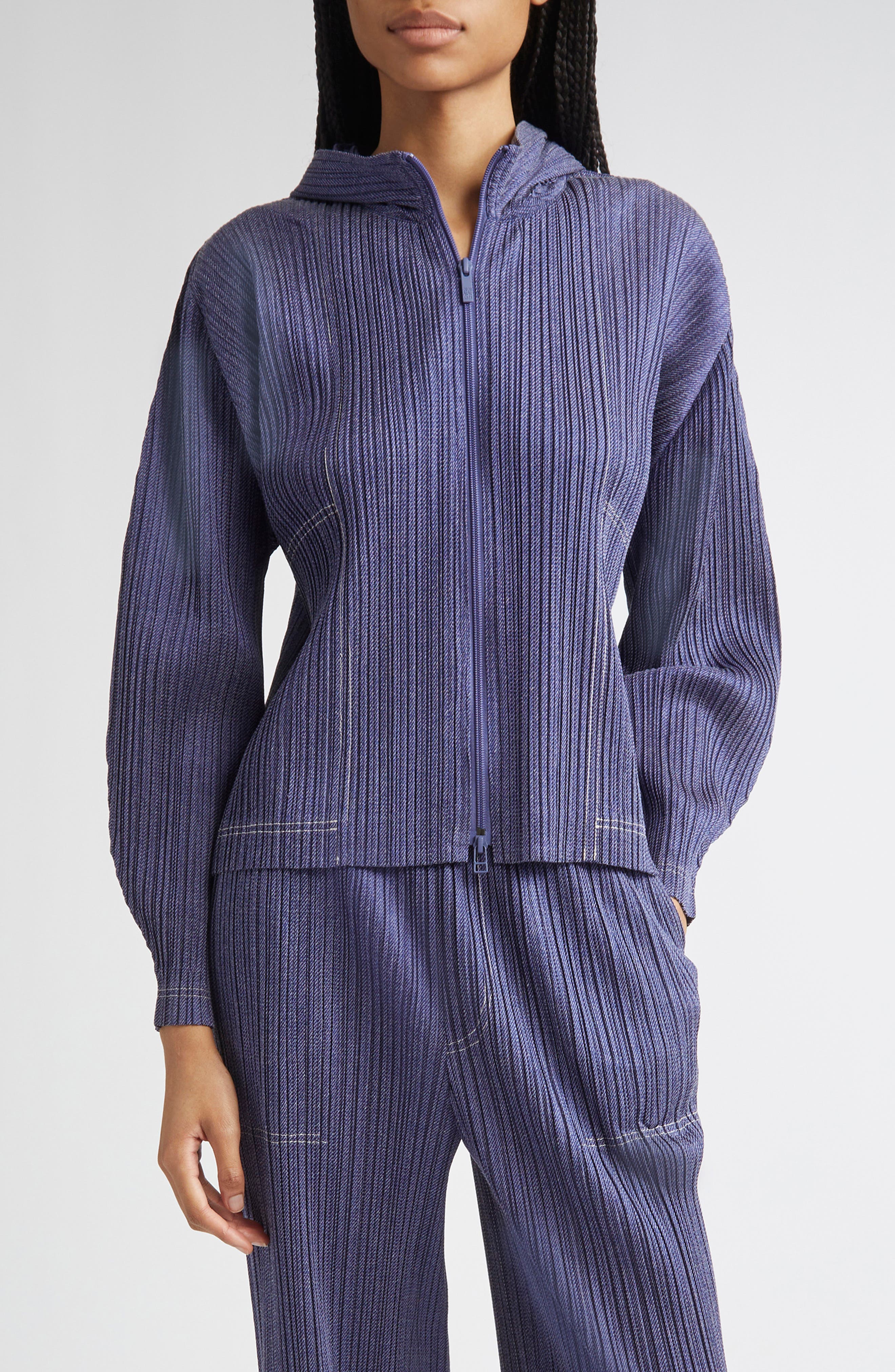 巻物 103 Pleats Please Issey Miyake Trompe l'Oeil Pleated Full Zip Jacket