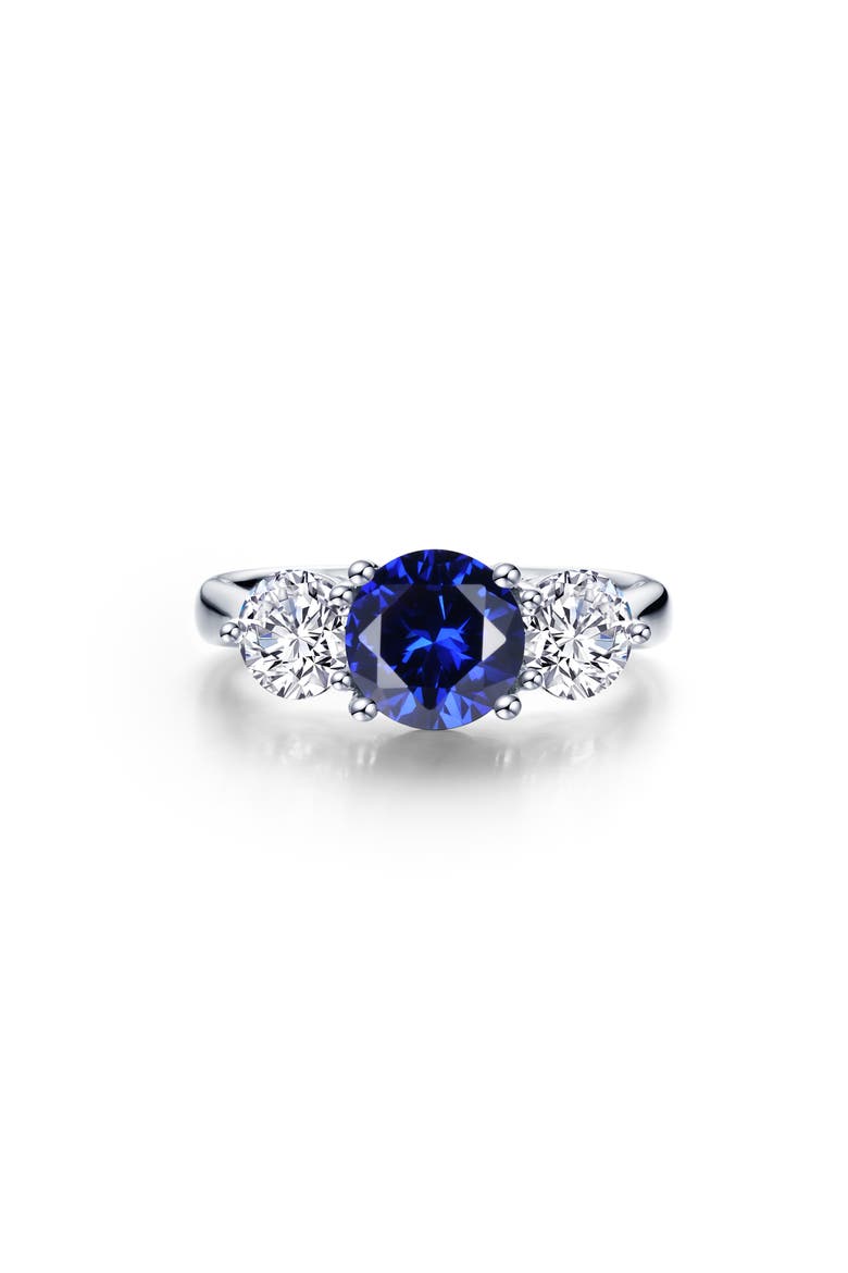 Classic Lab Created Sapphire & Simulated Diamond Ring, Main, color, BLUE