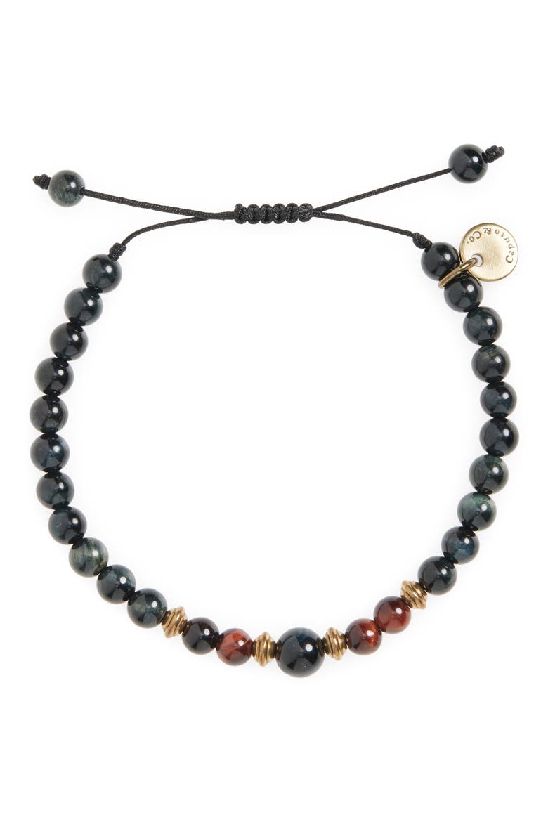 Men's Mantra Semiprecious Stone Bracelet, Alternate, color, BLUE TIGER EYE