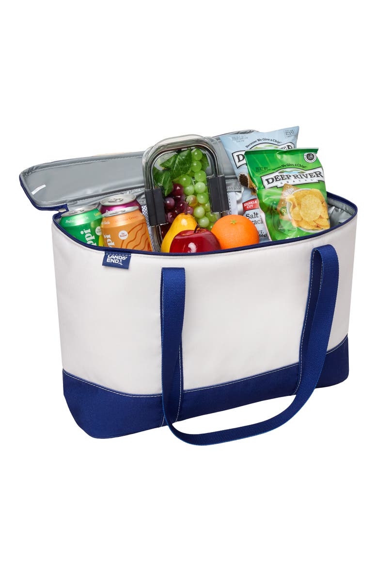 Rectangular Large Cooler Bag Insulated 8 Gal, Canvas Soft Cooler with Tote Handles and Zip Closure, Alternate, color, Navy