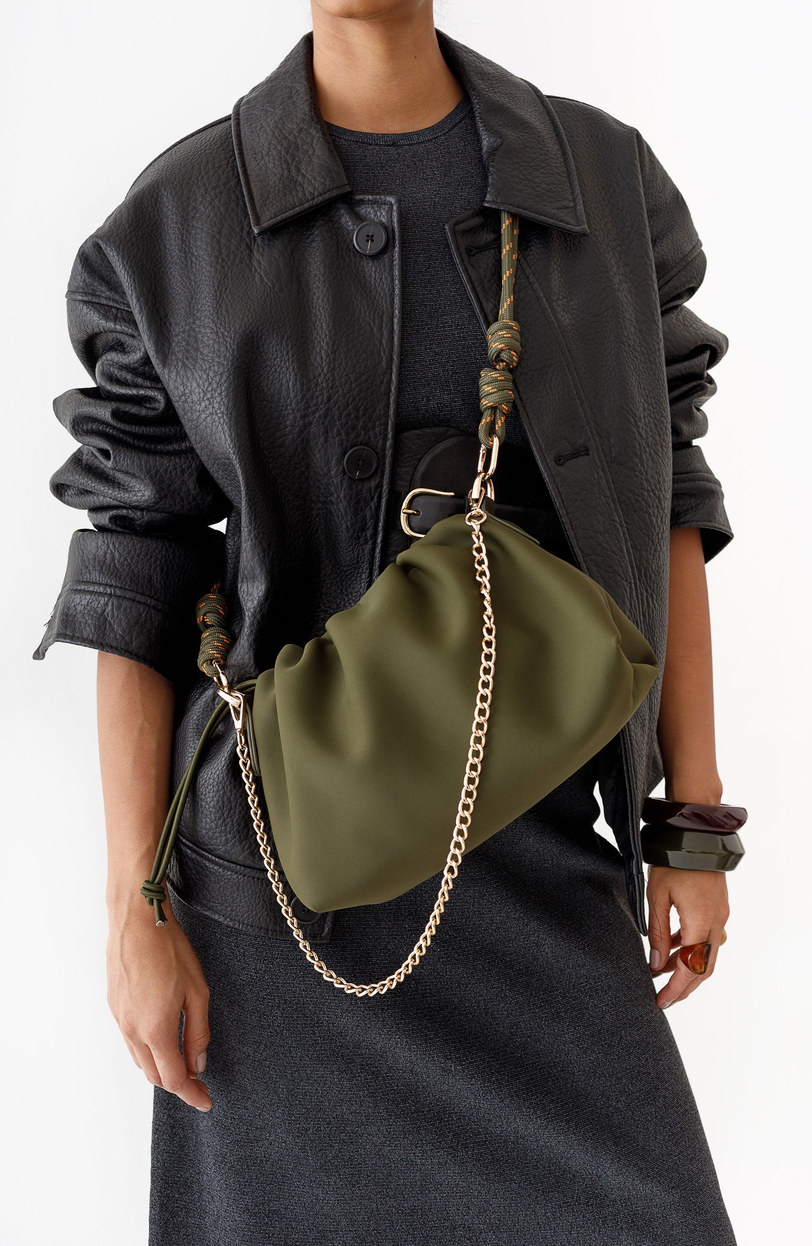Puff Neoprene Clutch, Alternate, color, SAFARI GREEN