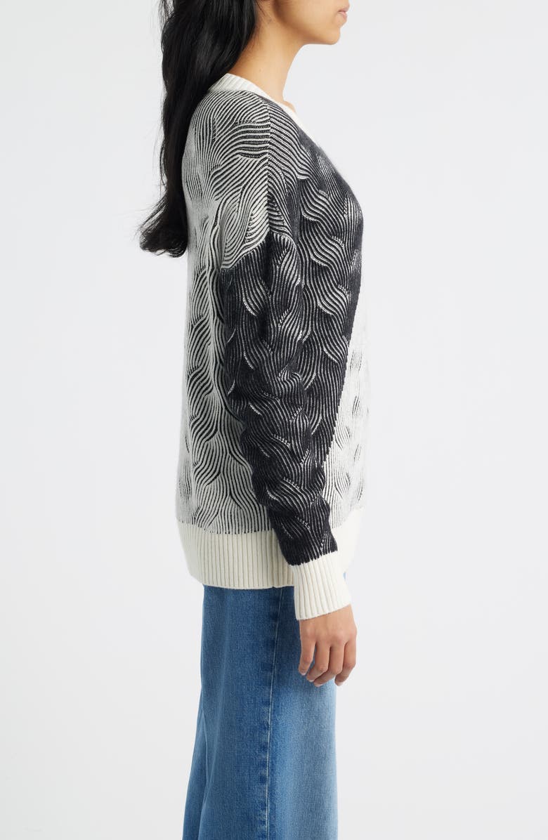 Bobeau Colorblock Scoop Neck Sweater, Alternate, color, Cream/ Black