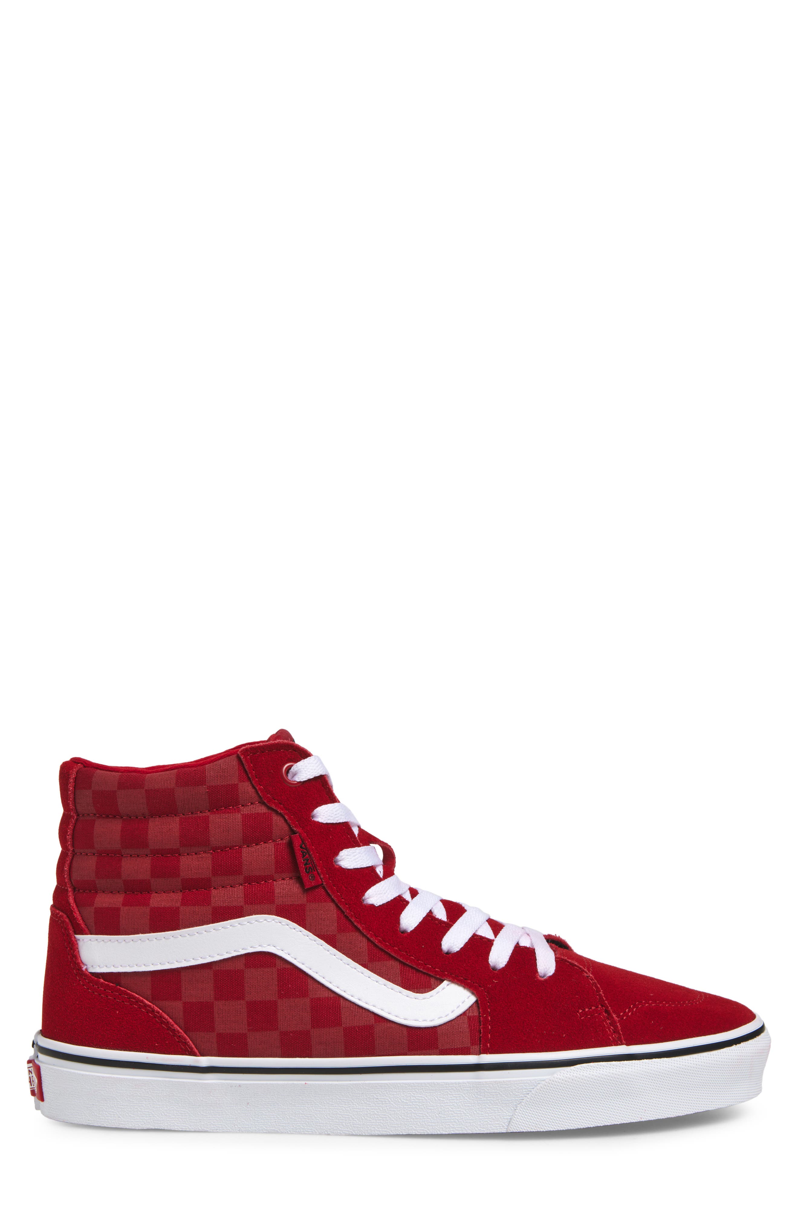 Vans Filmore High Top Check Sneaker, Alternate, color, Red/White