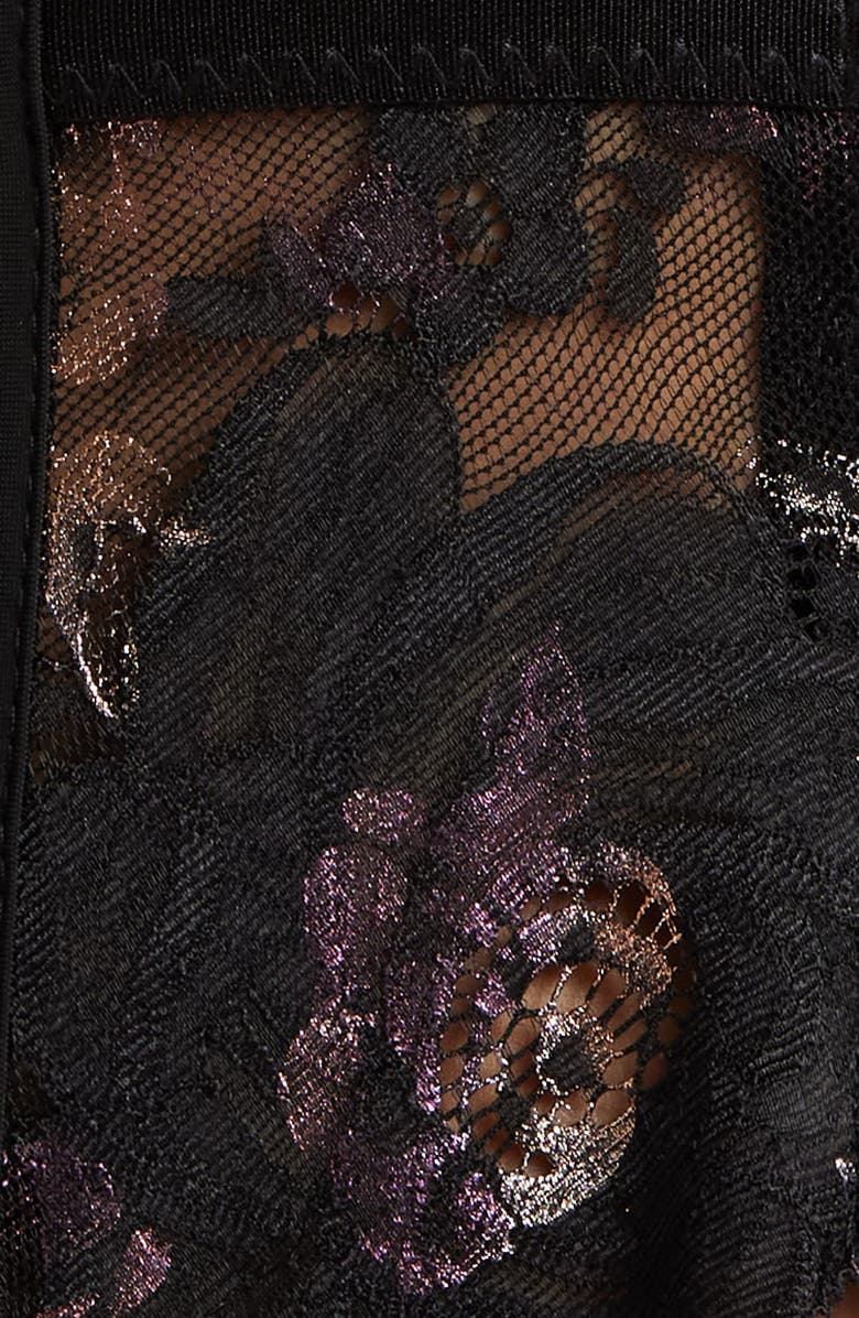 Coquette Zip-Up Underwire Bustier & Thong Set, Alternate, color, Black