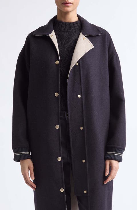 Long Wool Bomber Coat