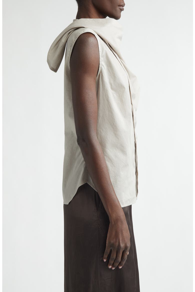 Sleeveless Semisheer Chambray Button-Up Shirt, Alternate, color, PEARL