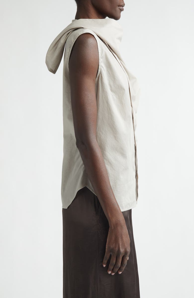 Rick Owens Sleeveless Semisheer Chambray Button-Up Shirt, Alternate, color, Pearl