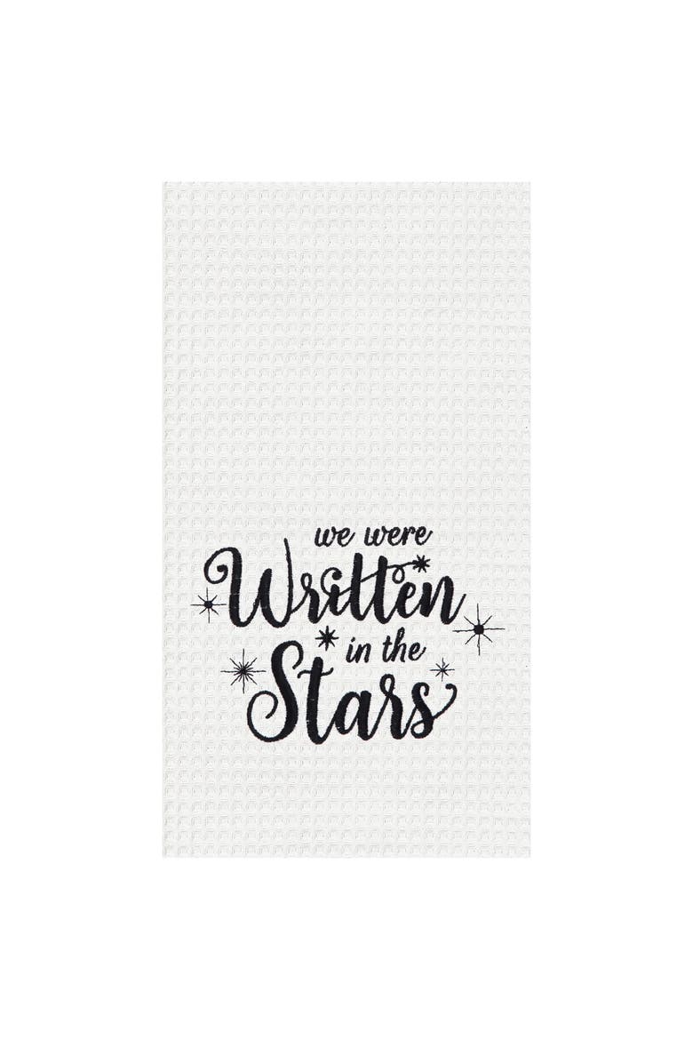 Written In The Star's Embroidered Waffle Weave Cotton Kitchen Towel, Main, color, White