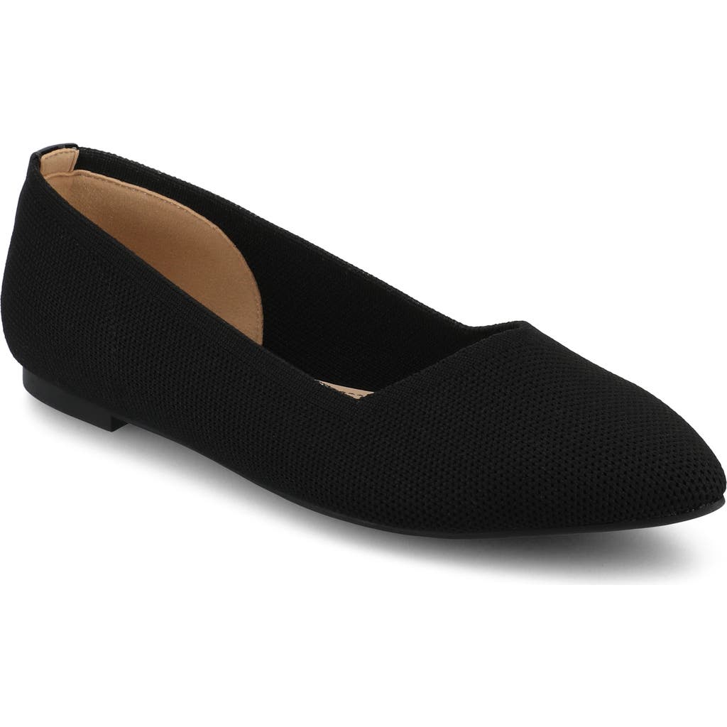 Journee Collection Minnah Knit Almond Toe Flat In Black