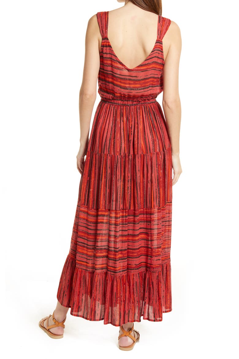 Josefina Tiered Sleeveless Maxi Dress, Alternate, color, BURNT ORANGE