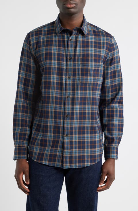 Plaid Merino Wool Button-Up Lodge Shirt