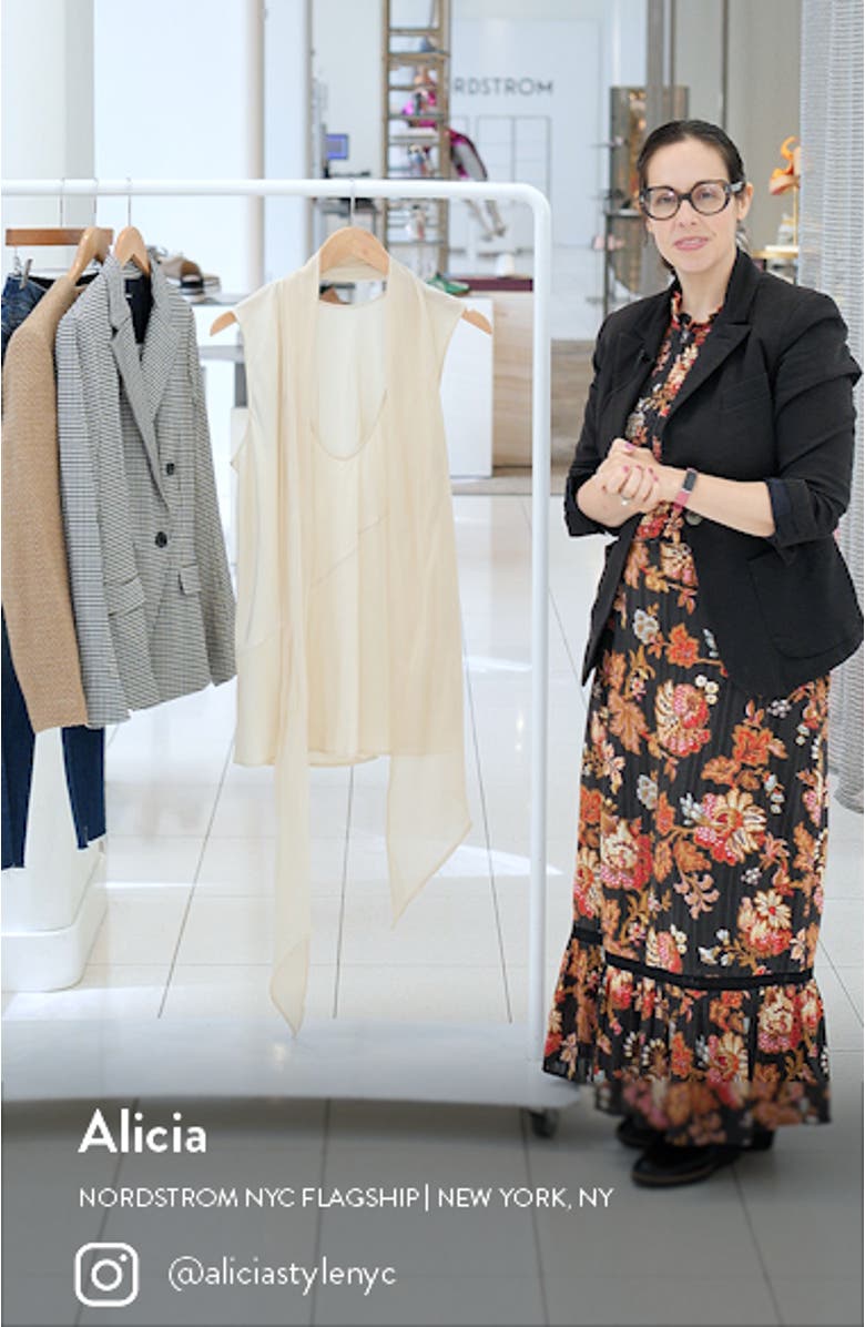 Sleeveless Silk Top with Scarf