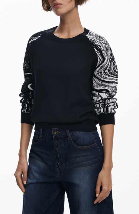 Desigual Swirl Raglan Sleeve Crewneck Sweater
