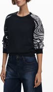 Desigual Swirl Raglan Sleeve Crewneck Sweater