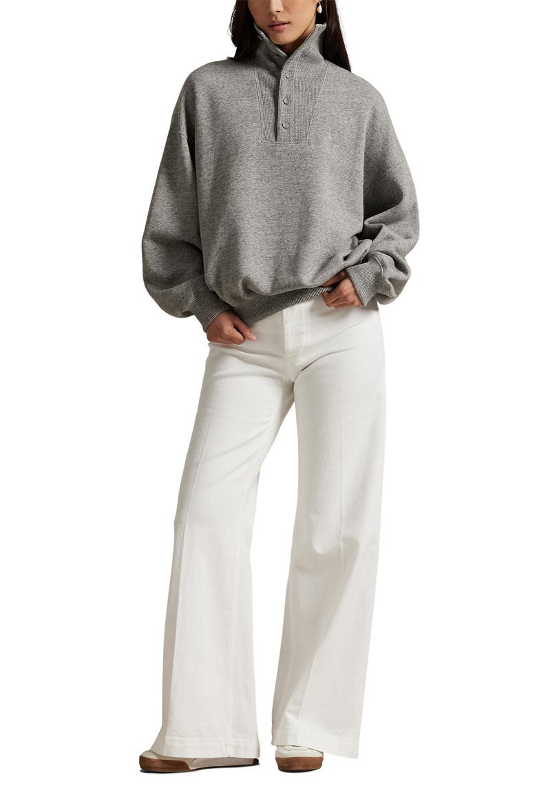 Rib Trim Mock Neck Pullover, Alternate, color, DARK VINTAGE HEATHER