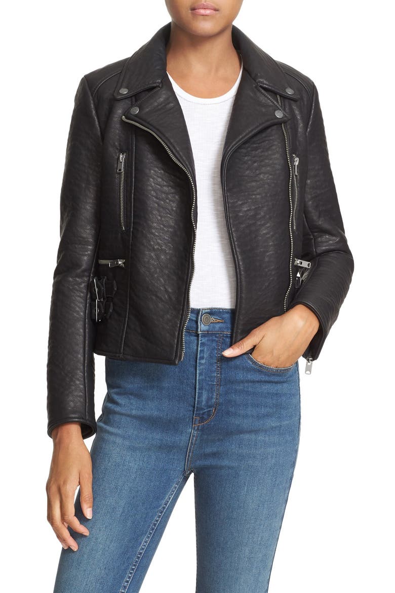 'Soho' Faux Leather Moto Jacket, Main, color, BLACK