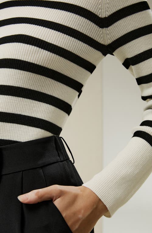 LILYSILK LILYSILK STRIPED ULTRA-FINE MERINO WOOL SWEATER 
