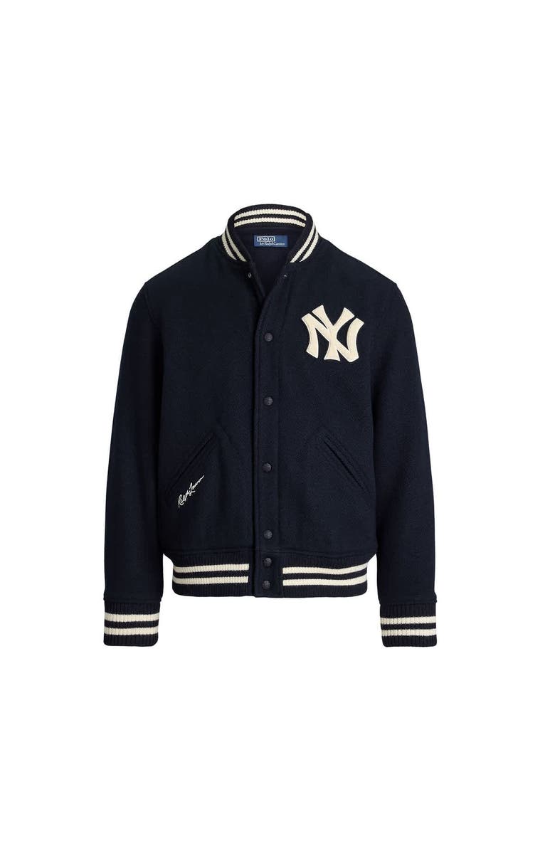 Polo Ralph Lauren Men's Polo Ralph Lauren Navy New York Yankees Lined Full-Snap Bomber Jacket, Alternate, color,