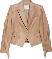 L
AGENCE Vashti Fringe Leather Blazer