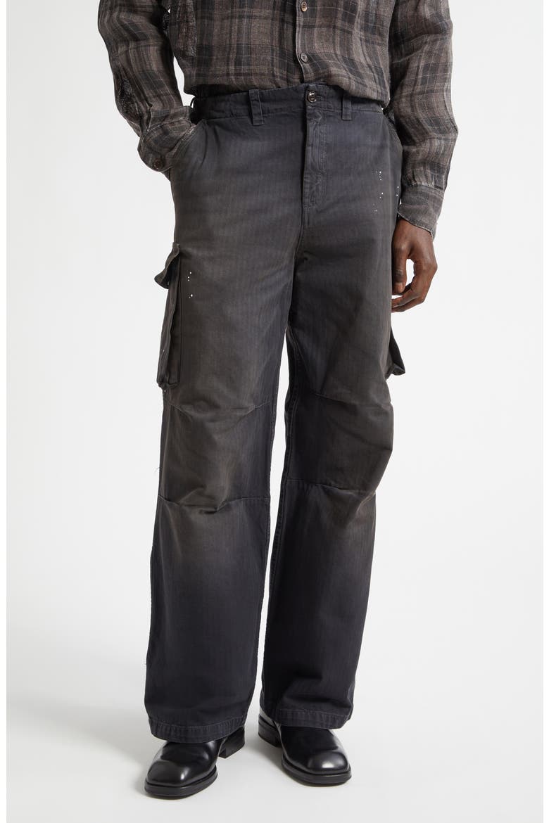 Mount Paint Splattered Cotton Herringbone Cargo Pants, Main, color, NEBULA WASH JUNGLE HERRINGBONE