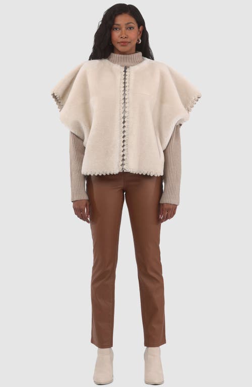 Gorski Reversible Collarless Shearling Lamb Jacket In White