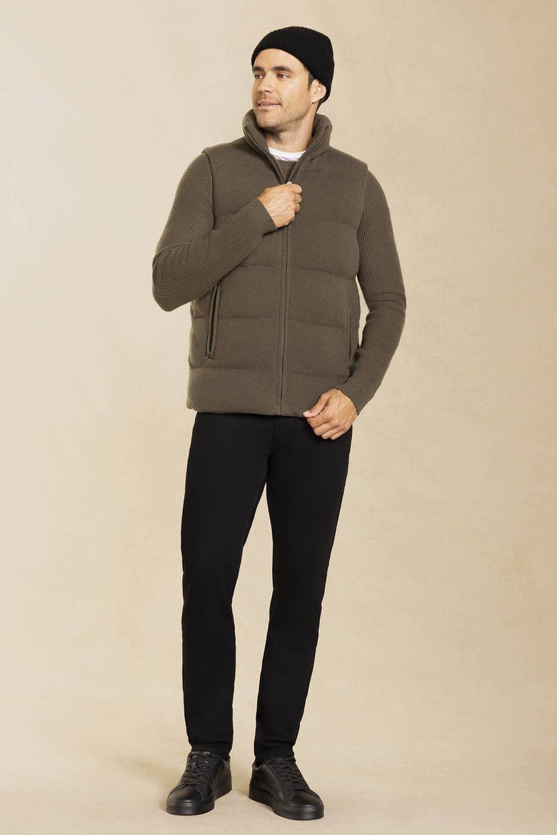 Cody Cashmere Puffer Vest, Main, color, Dark Olive