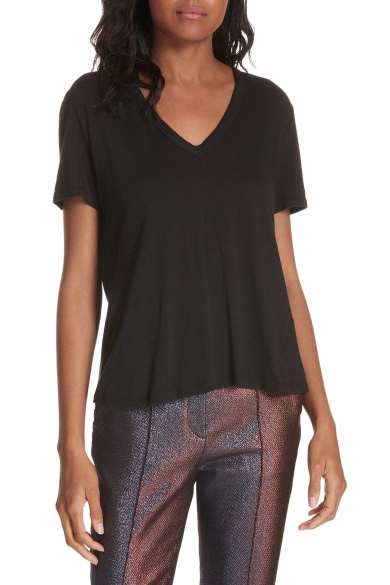 Cindy V-Neck T-Shirt, Main, color, BLACK